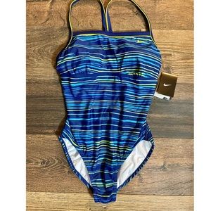 NWT Nike NX Blue Green Yellow One Piece Swimsuit Sz 16